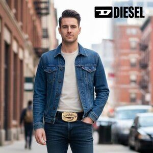 Diesel Y2K Superstar Vintage Buckle Black Leather Belt Made in Italy